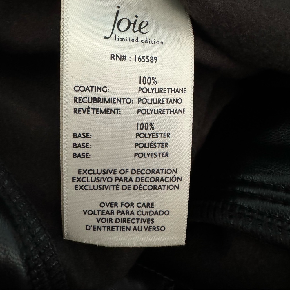 JOIE Limited Edition Faux Leather Straight Leg Pants in Black. High Rise NWT. 10 - Picture 12 of 16